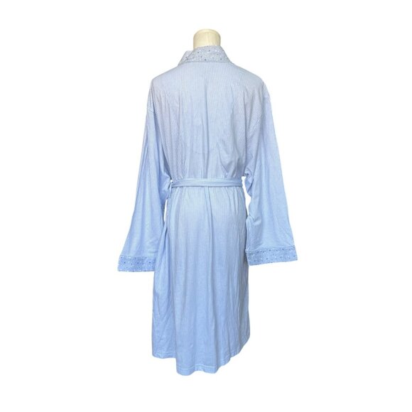 Charter Club Intimates Mixed Media Floral Striped Cotton Robe Size L NWT Belted - Picture 2 of 5